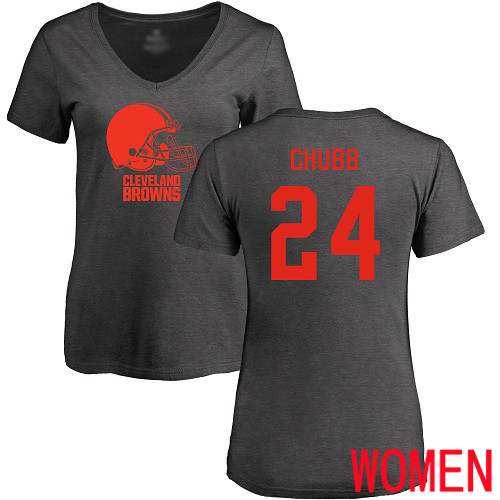 Cleveland Browns Nick Chubb Women Ash Jersey #24 NFL Football One Color T Shirt->tennessee titans->NFL Jersey